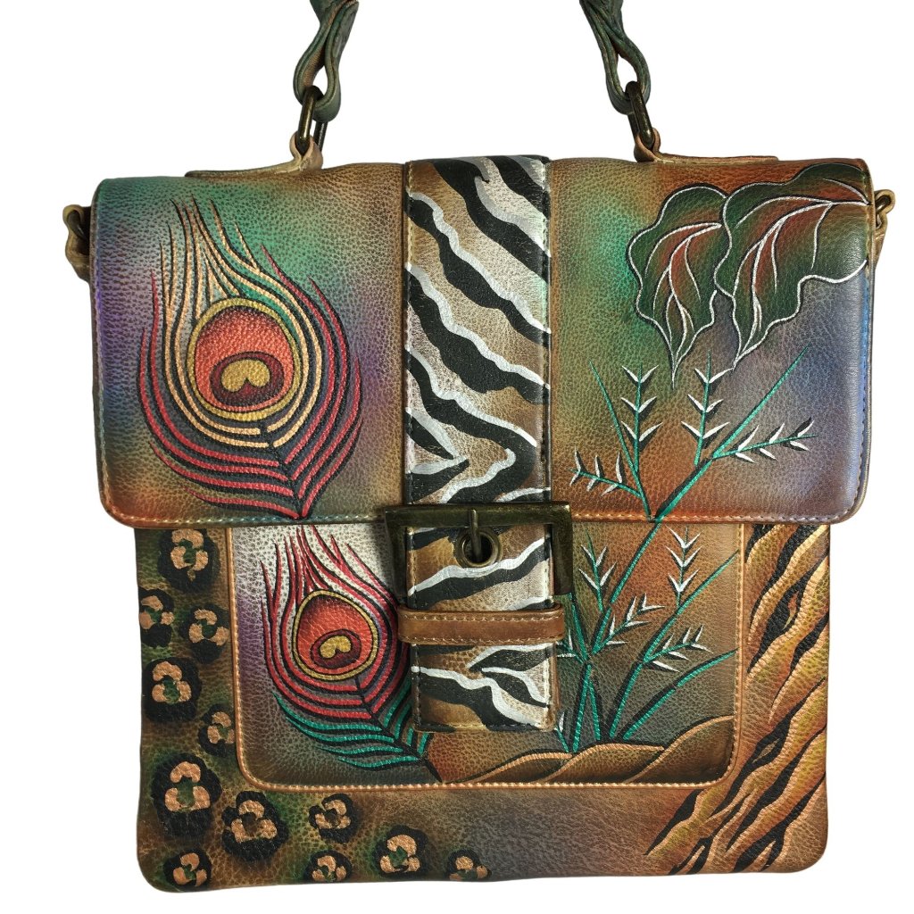 Anuschka Never Used As Is Handpaint Leather Satchel Animal Flap